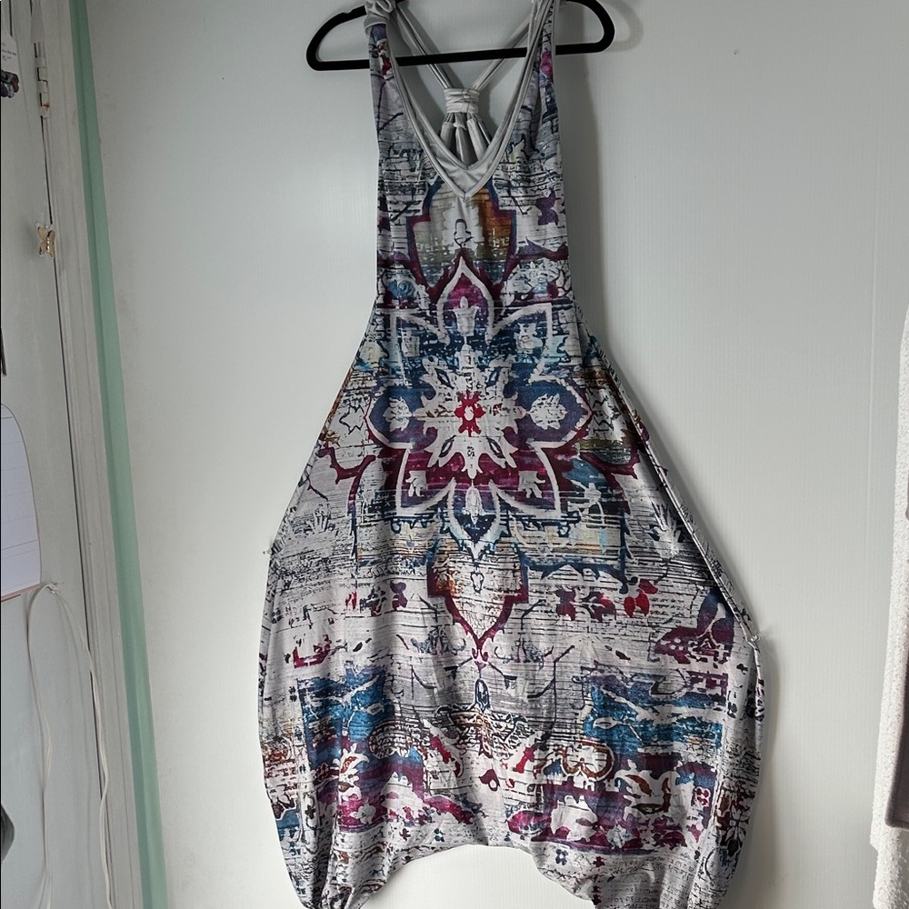 Colorful Sleeveless Boho style Harem jumpsuit with Abstract Print